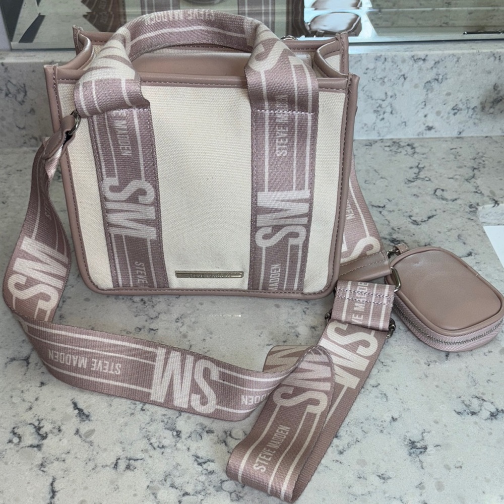 Steve Madden Cream and Tan canvas Bag